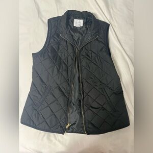 Old Navy Black Quilted Vest with Gold Accents